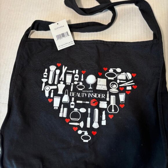 Sephora Cloth Rogue Tote  Black w/Red & White Print  16"x14"x2.25"  NEW - Picture 1 of 2